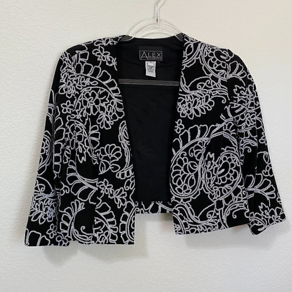 Alex Evenings Vintage Stretch Sequined Formal Event Bolero Jacket Cover Up